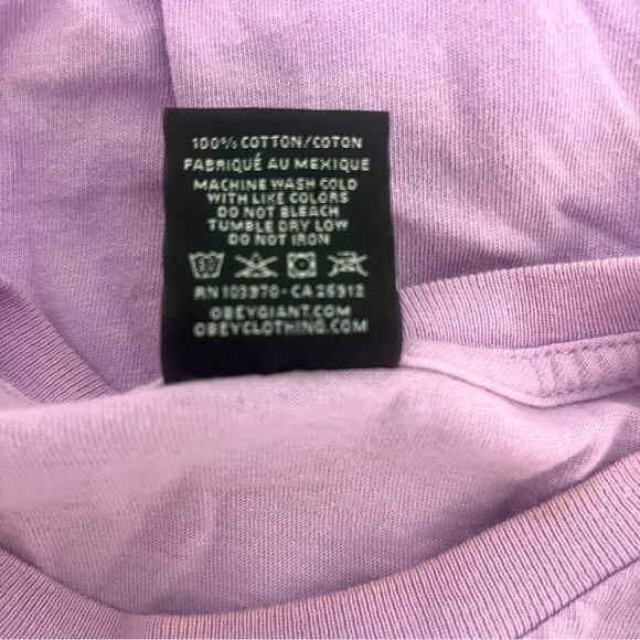 Urban Outfitters OBEY Long Sleeve Logo Shirt Size Small Lavender 100% Cotton - Picture 6 of 6